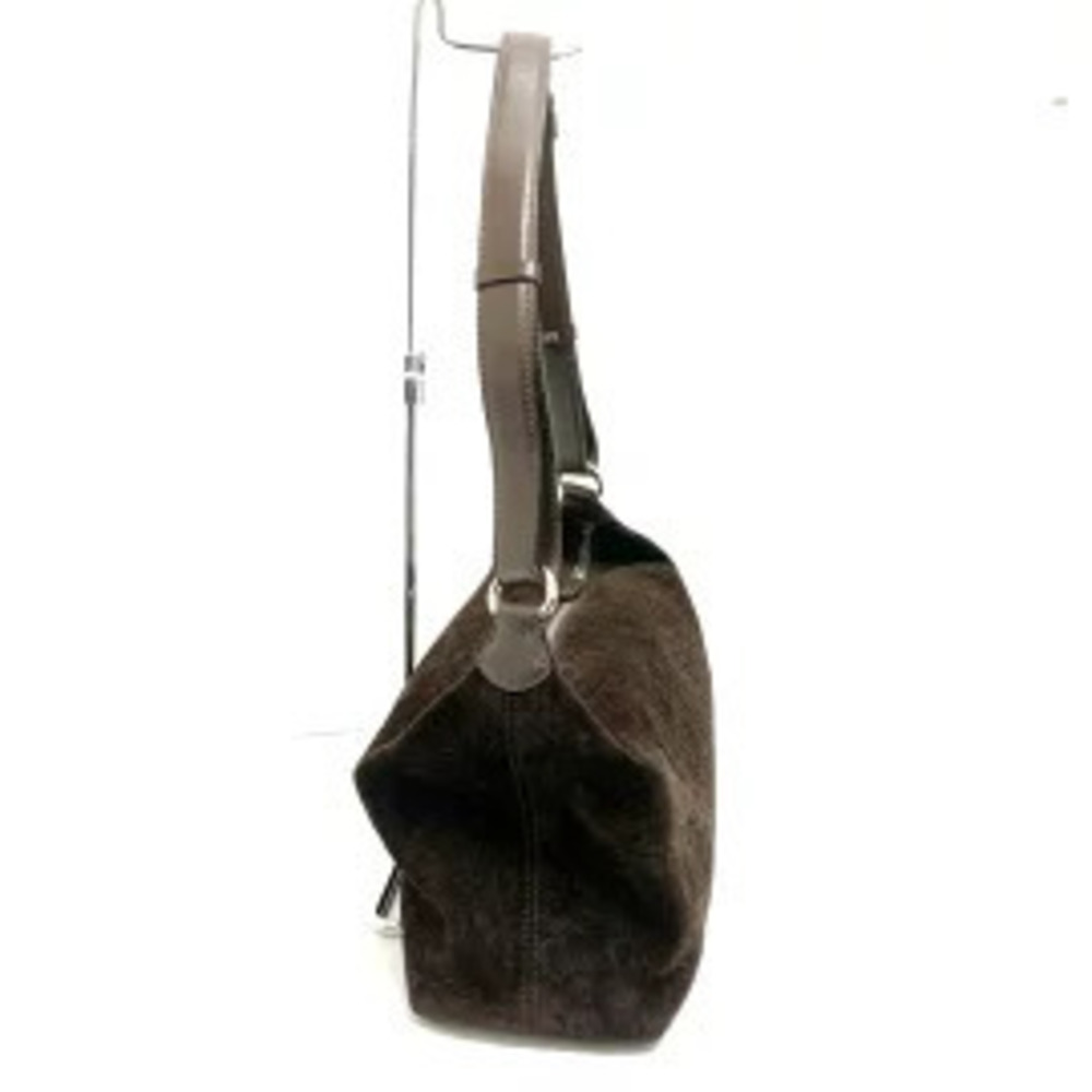Celine Macadam Shoulder Bag Dark Brown Suede